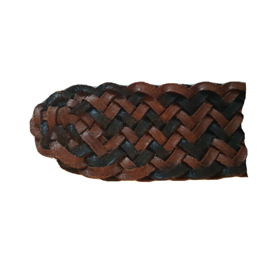Brighton Braided Belt Brown Black Silver Embossed Buckle Small 28 - Picture 6 of 7
